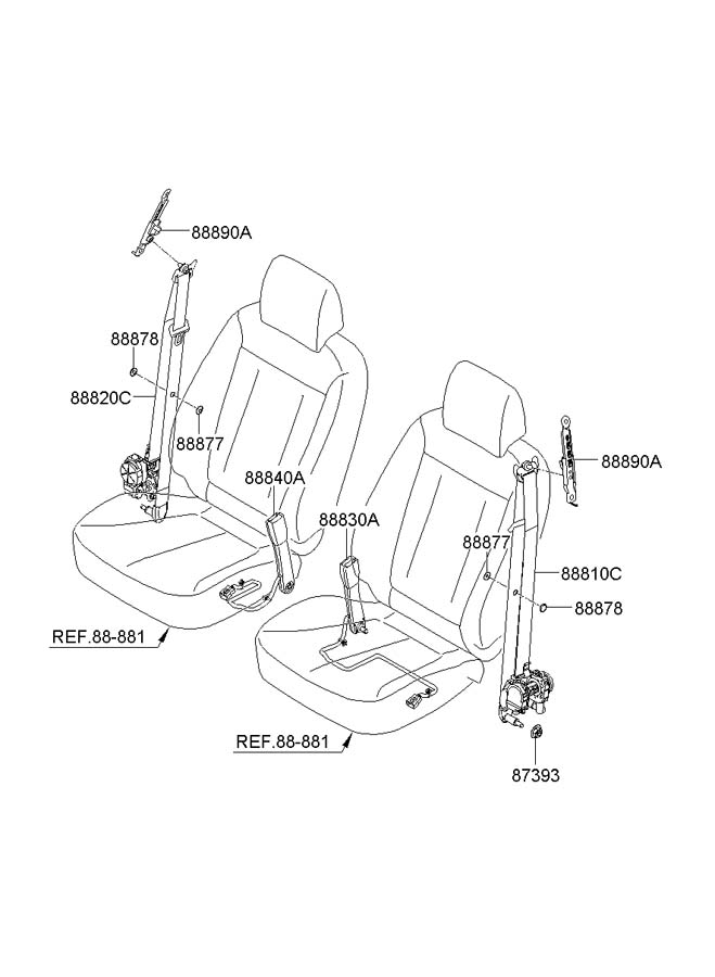 Hyundai Santa Fe Seat Belt Receptacle Left Front Gray 888300w000j4 Wholesale Hyundai