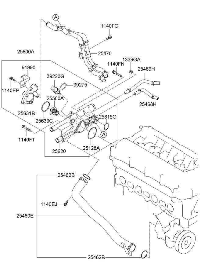 254702G000 - Hyundai Tube. Cooler. Oil. Engine. Hose | Wholesale ...