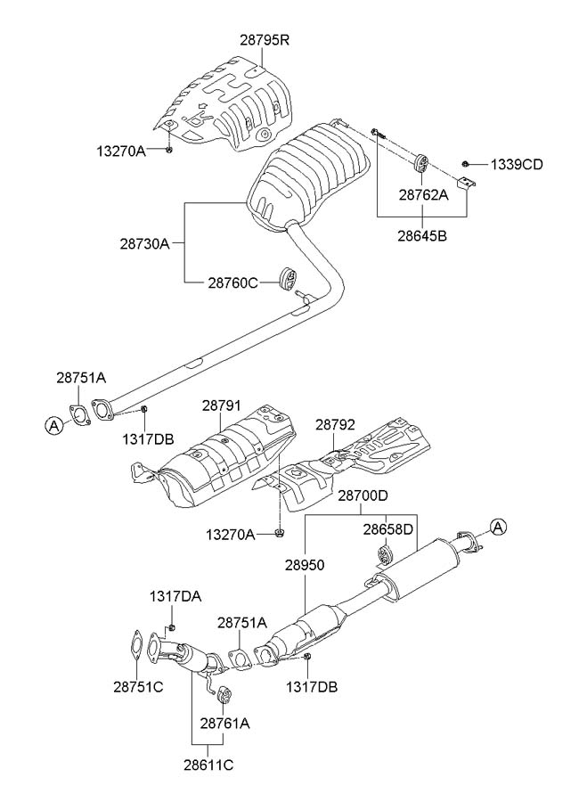 2013 Hyundai Sonata Catalytic cnvrtr. CONVERTER ASSEMBLY - CATALYTIC ...