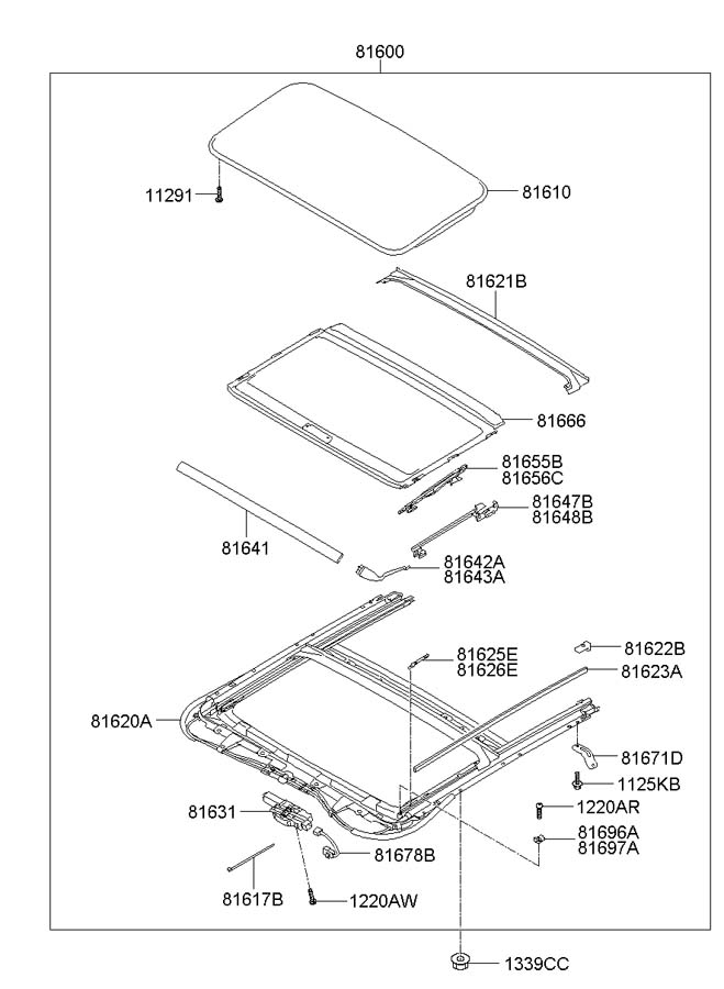 hyundai Sonata Sunroof Lifter (Left, Front). W/PANORAMIC SUNROOF. W