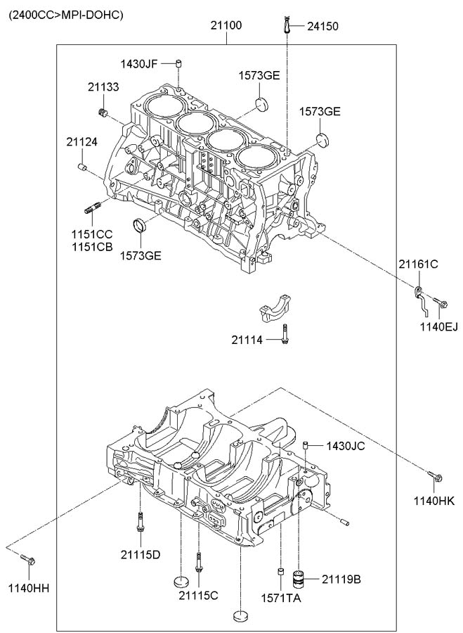 2006 Hyundai Sonata Bolt - bearing cap. Engine crankshaft ...