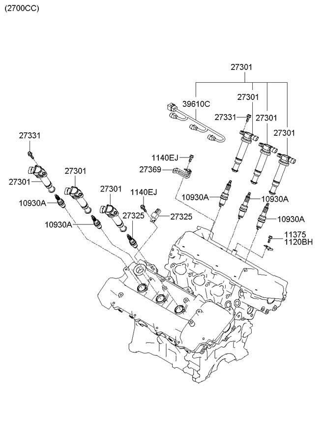 396103E600 Hyundai Engine Wiring Harness. 2.7 LITER. 3.3 LITER