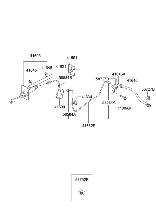 416312H100 - Hyundai Hydraulic lines. Tube - clutch. Elantra; master ...