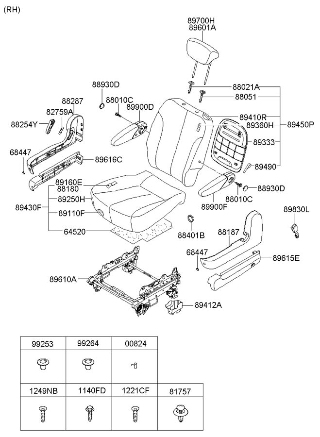 2008 Hyundai Entourage Track. Seat. Adjuster. Removal. (right, rear