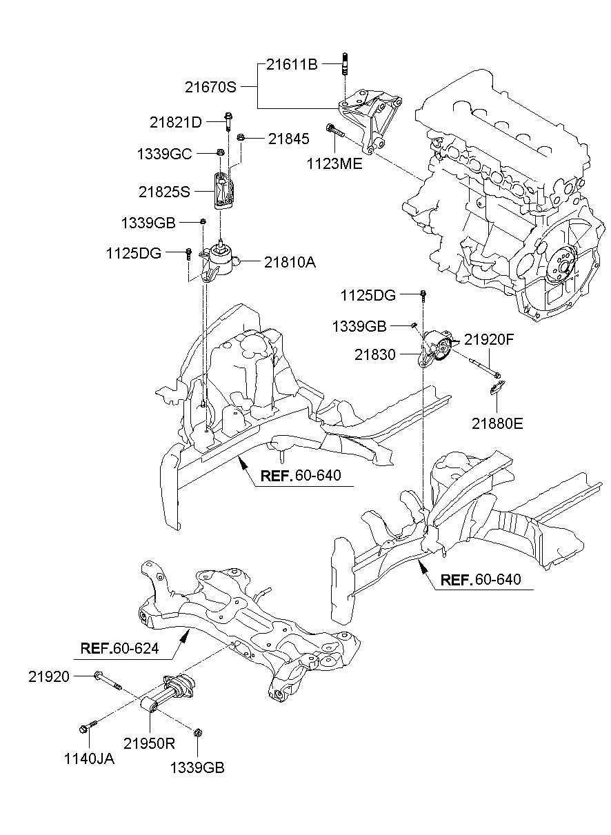 216702B100 - Hyundai Bracket. Support. Engine. Mount. (upper). 1.6 ...