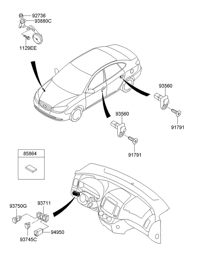 Hyundai Elantra Instrument Panel Dimmer Switch. RHEOSTAT ASSEMBLY