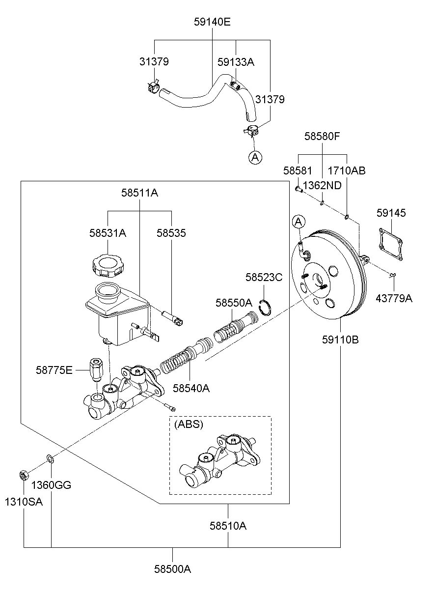 585101G100 - Hyundai Cylinder assembly - brake master | Wholesale ...