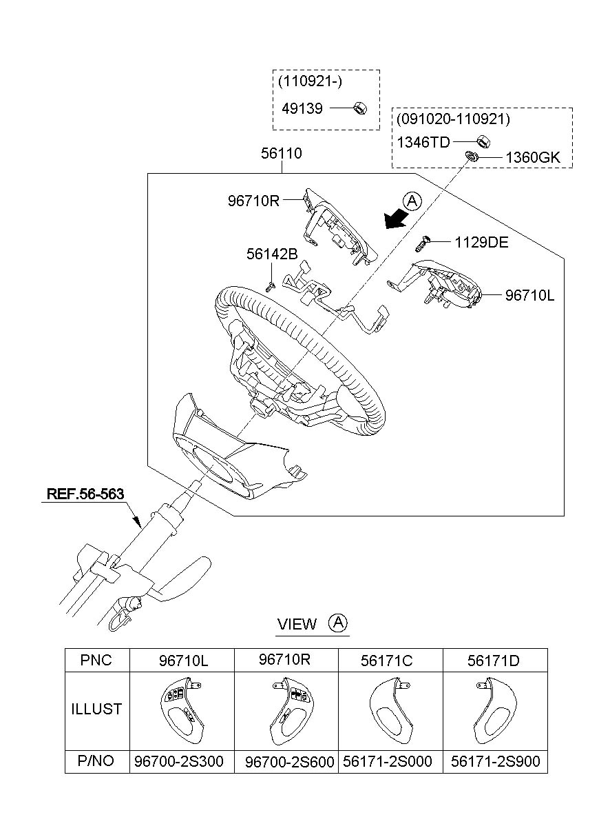 Hyundai Tucson Steering Wheel Radio Controls (Left) 967002S300SAS