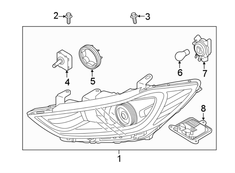 Hyundai Elantra Headlight Assembly (Right). 2017-18, W/SPORT. Elantra