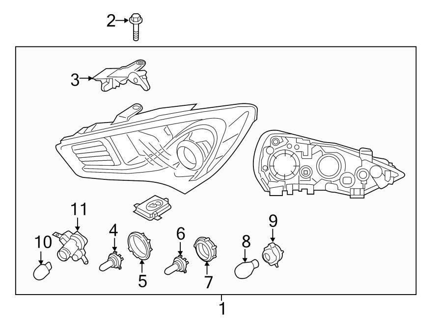 2013 Hyundai Genesis Coupe Headlight Assembly. 2013-2016, W/O HID XENON